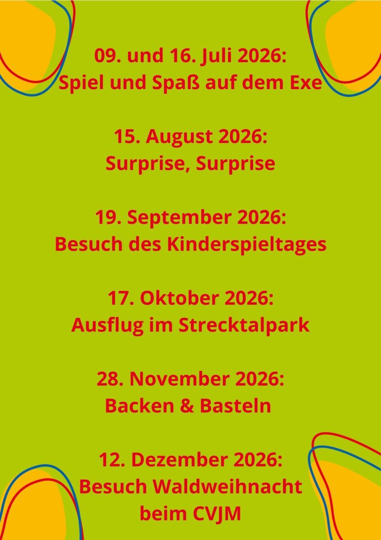 Termine Eltern-Kind-Gruppe Pakt für Pirmasens Juli bis Dezember 2026 Termine Eltern-Kind-Gruppe Pakt für Pirmasens Juli bis Dezember 2026