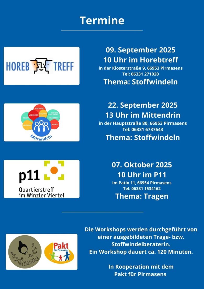Termine für Workshops Termine für Workshops