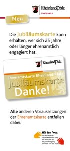 Ehrenamtskarte Jubiläumskarte Flyer für Ehrenamtskarte Jubiläumskarte Rheinland-Pfalz