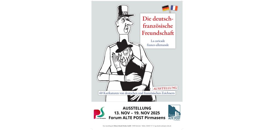 Plakat Karikatur-Ausstellung "Die deutsch-französische Freundschaft"