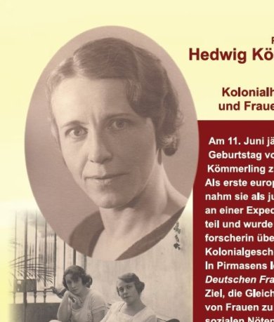 Großplakat Geburtstag von Prof. Dr. Dr. phil Hedwig Kömmerling Großplakat am Alten Rathaus aus Anlass des 150ten Geburtstages von Prof. Dr. Dr. phil Hedwig Kömmerling