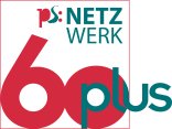Logo_Netzwerk-60plus Eine große rote 60 ist provokant in der Mitte des Loge 60 plus platziert. Daneben auch die Worte Netzwerk und 60 plus