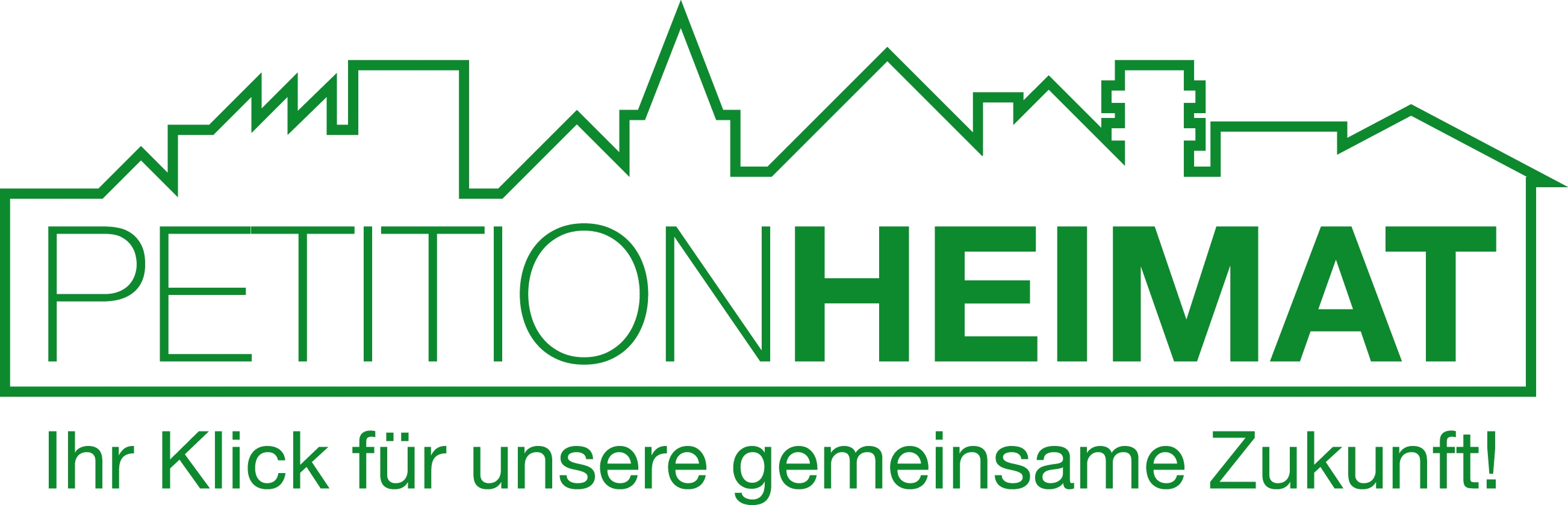 Petition-Heimat Logo Petition-Heimat mit Slogan Ihr Klick für unsere gemeinsame Zukunft