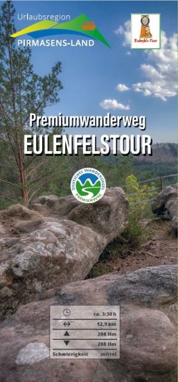 Flyer Eulenfelstour Vorderseite Flyer Eulenfelstour mit dem Eulenfelsen