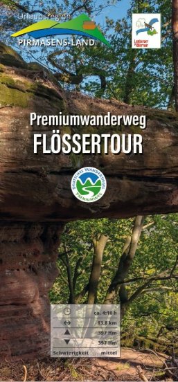 Flyer Flössertour Vorderseite Flyer Flössertour mit Felsen