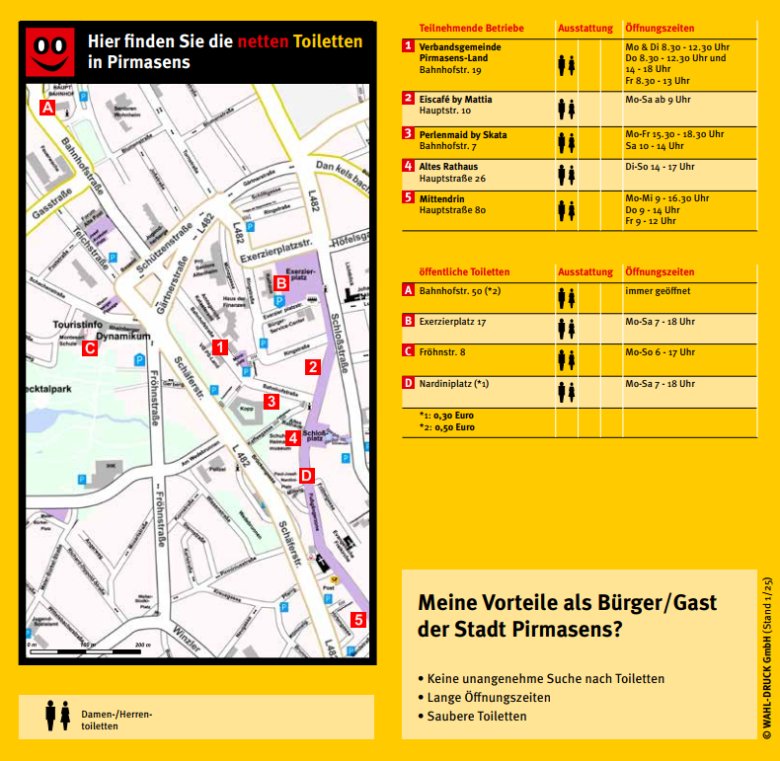 Übersicht nette Toiletten Pirmasens