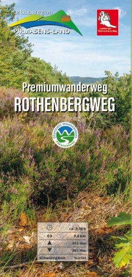 Flyer Rothenbergweg Vorderseite Flyer Rothenbergweg blauer Himmel mit Aussicht in den Wald