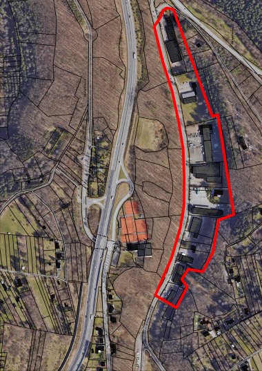 Luftbild Zeppelingstraße mit Eingrenzung des Gewerbegebiets