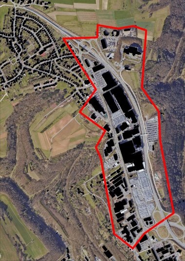 Luftbild mit Eingrenzung Zweibrücker Straße